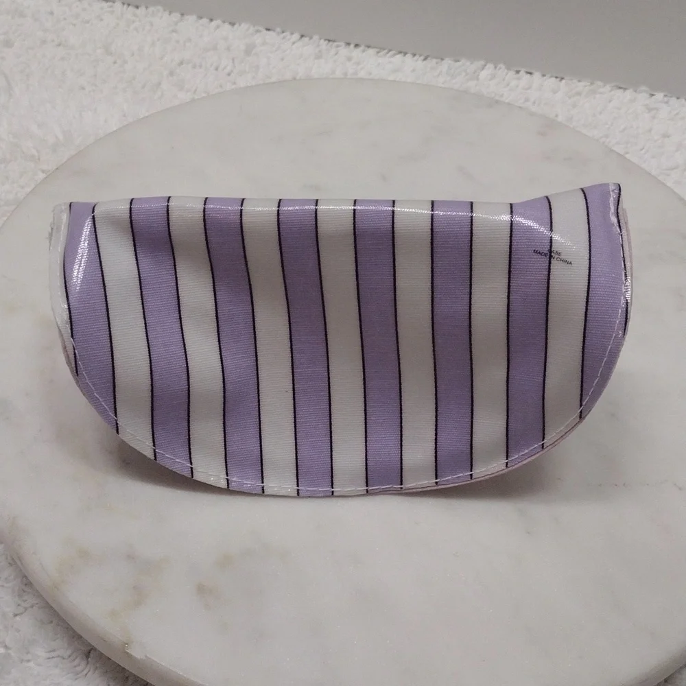 Lulu Guinness Purple/White Stripe Soft Eyewear Case & Cleaning Cloth Only #3 - Picture 6 of 7
